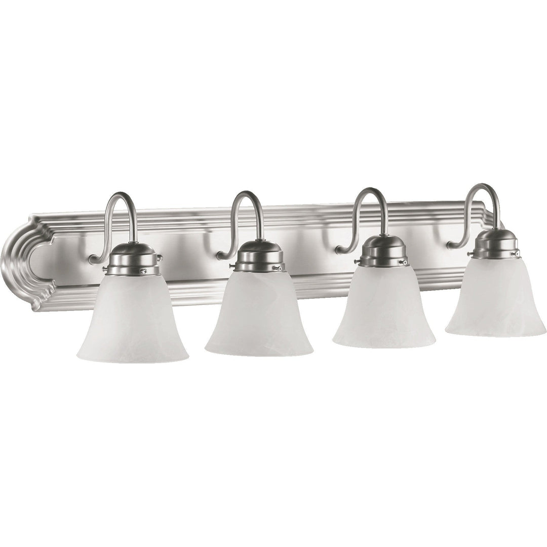 Quorum 5094 Vanities 5094-4-165 Bath Vanity Light 30 in. wide - Satin Nickel, Studio White/Studio White/