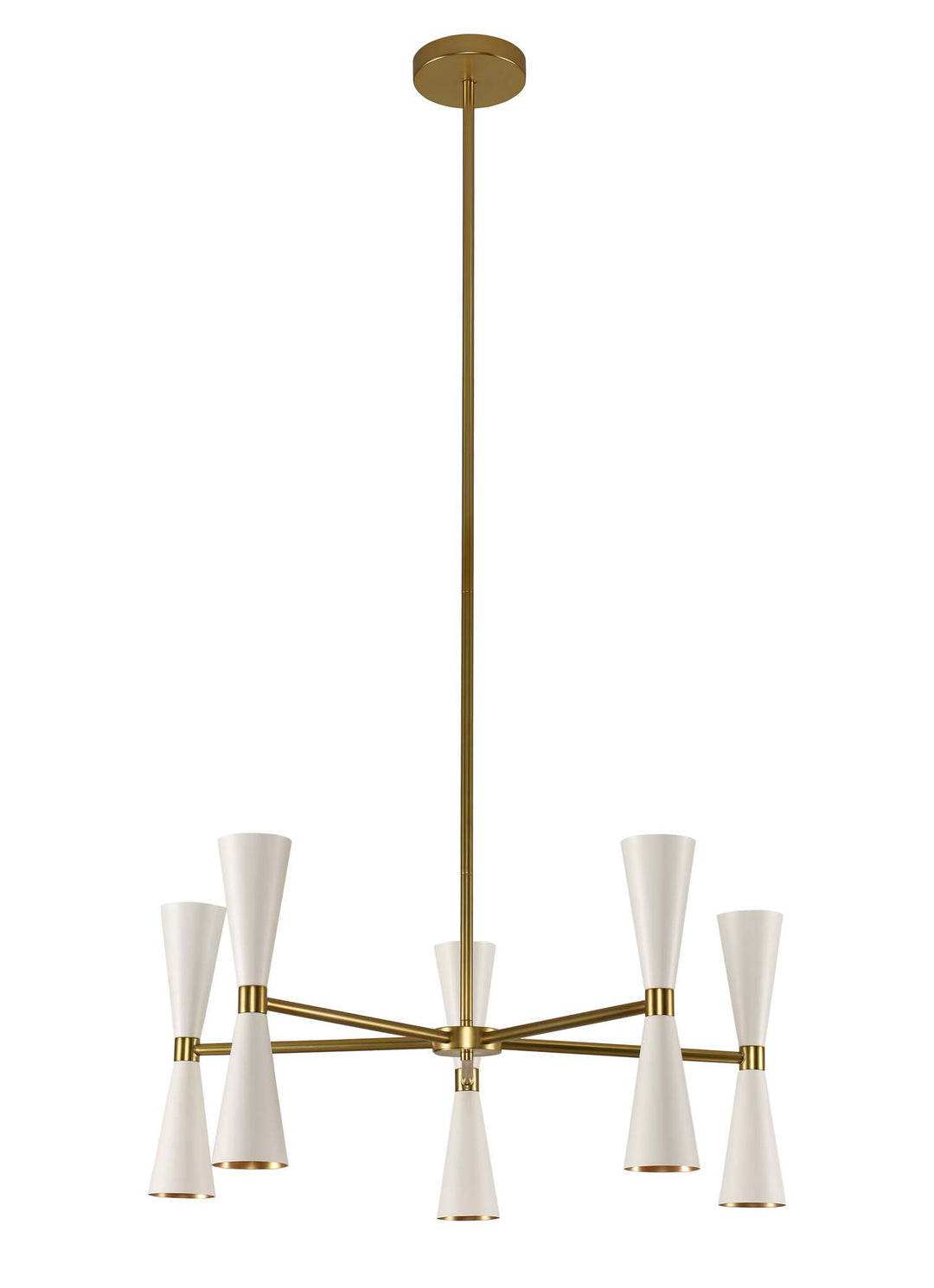 Kalco Milo 310470WVB Chandelier Light - White and Vintage Brass