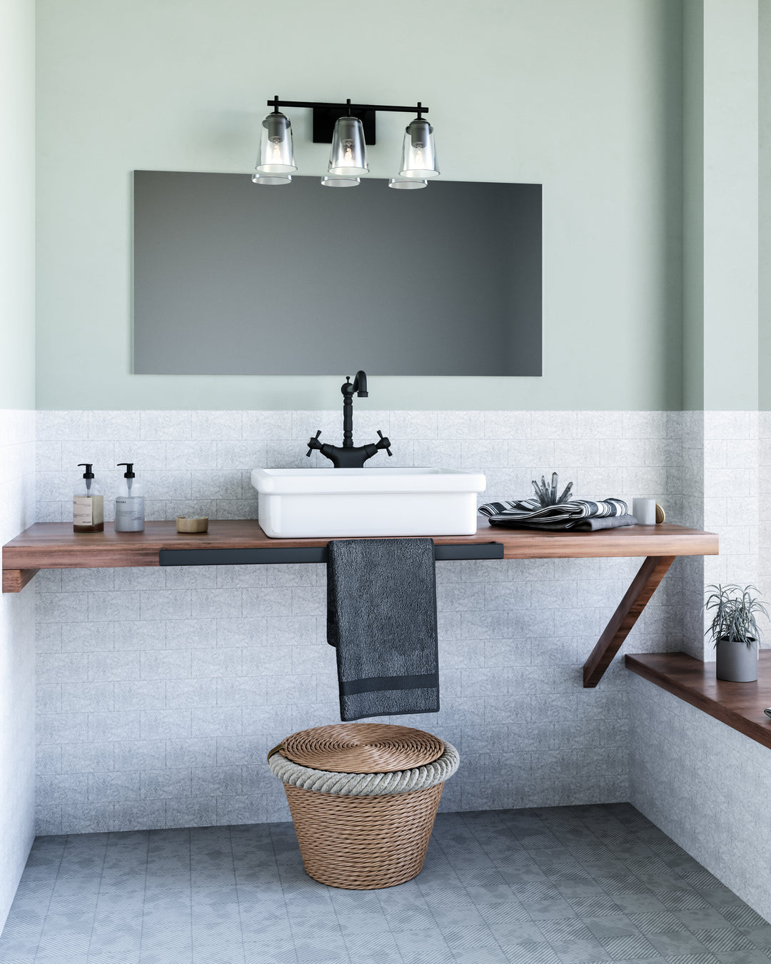 Alora Mood addison VL638221MBCL Bath Vanity Light 13 in. wide - Clear Glass/Matte Black