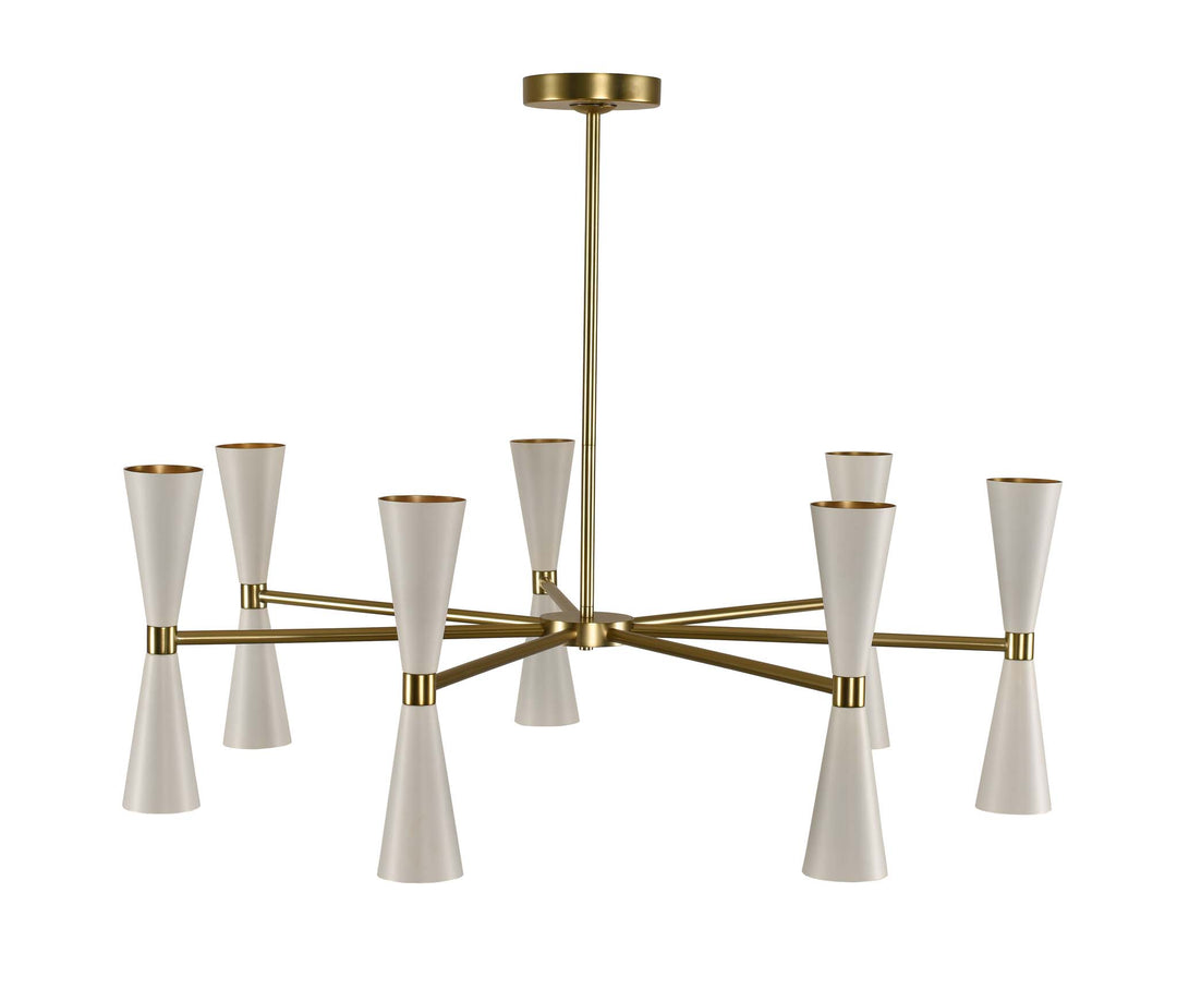 Kalco Milo 310471WVB Chandelier Light - White and Vintage Brass