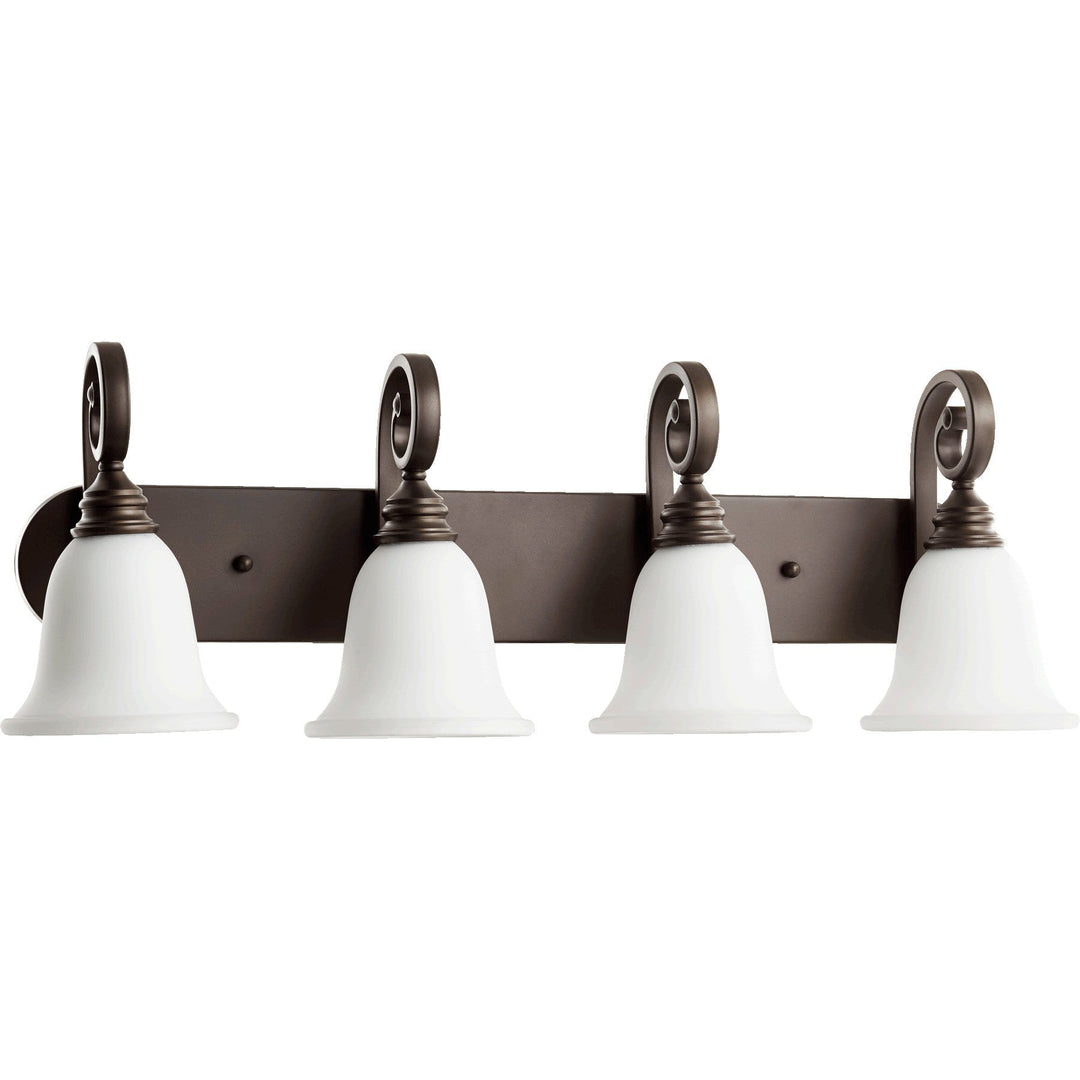 Quorum Bryant 5154-4-186 Bath Vanity Light 32 in. wide - Oiled Bronze W/ Satin Opal