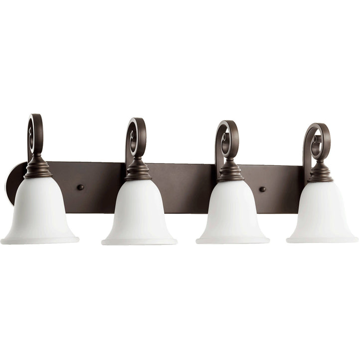 Quorum Bryant 5154-4-186 Bath Vanity Light 32 in. wide - Oiled Bronze W/ Satin Opal