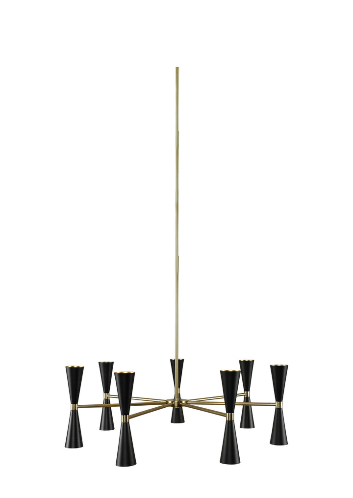 Kalco Milo 310471BVB Chandelier Light - Black and Vintage Brass