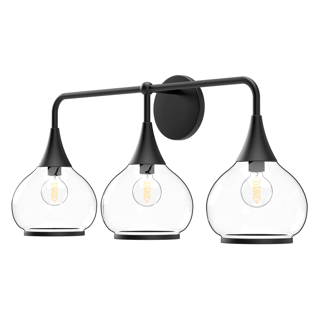 Alora Mood hazel VL524326MBCL Bath Vanity Light 11 in. wide - Clear Glass/Matte Black