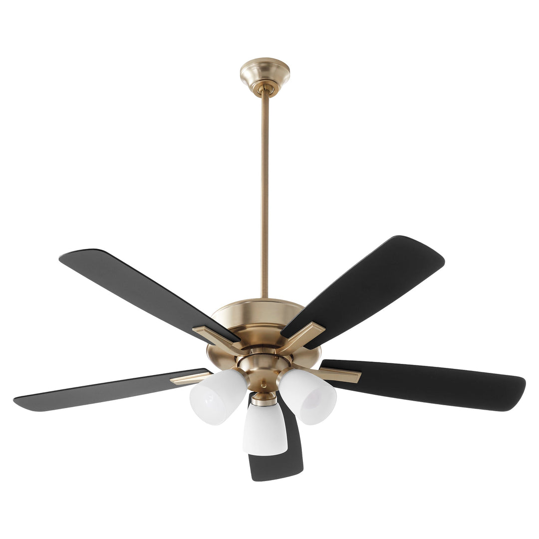 Quorum Ovation 4525-380 Ceiling Fan 52 in. - Aged Brass, Matte Black/Walnut