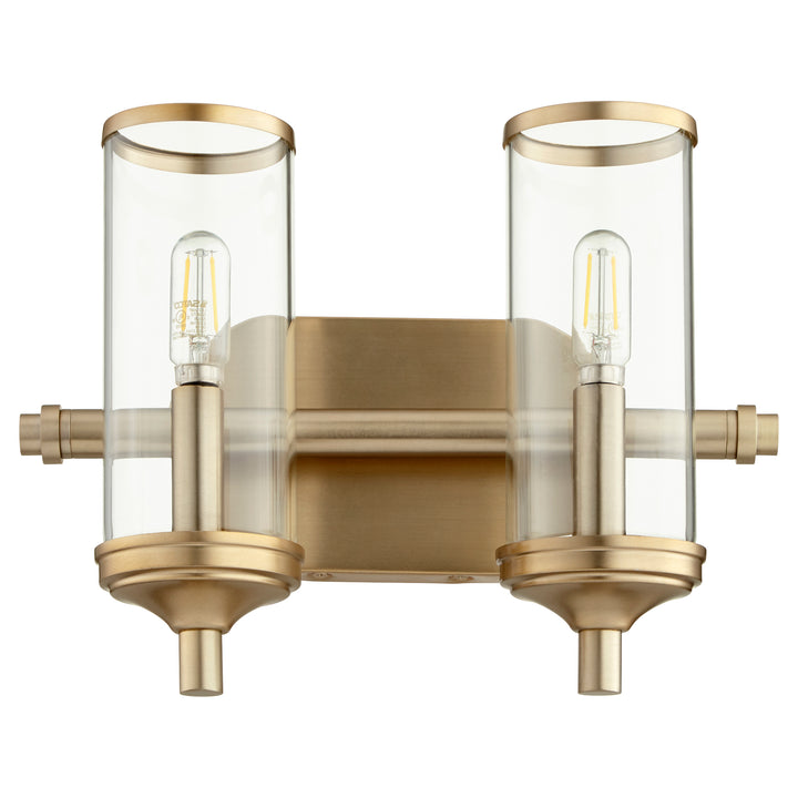 Quorum Collins 5044-2-80 Bath Vanity Light 13 in. wide - Aged Brass