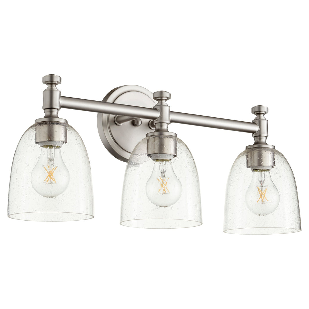 Quorum Rossington 5122-3-265 Bath Vanity Light 22 in. wide - Satin Nickel W/ Clear/Seeded