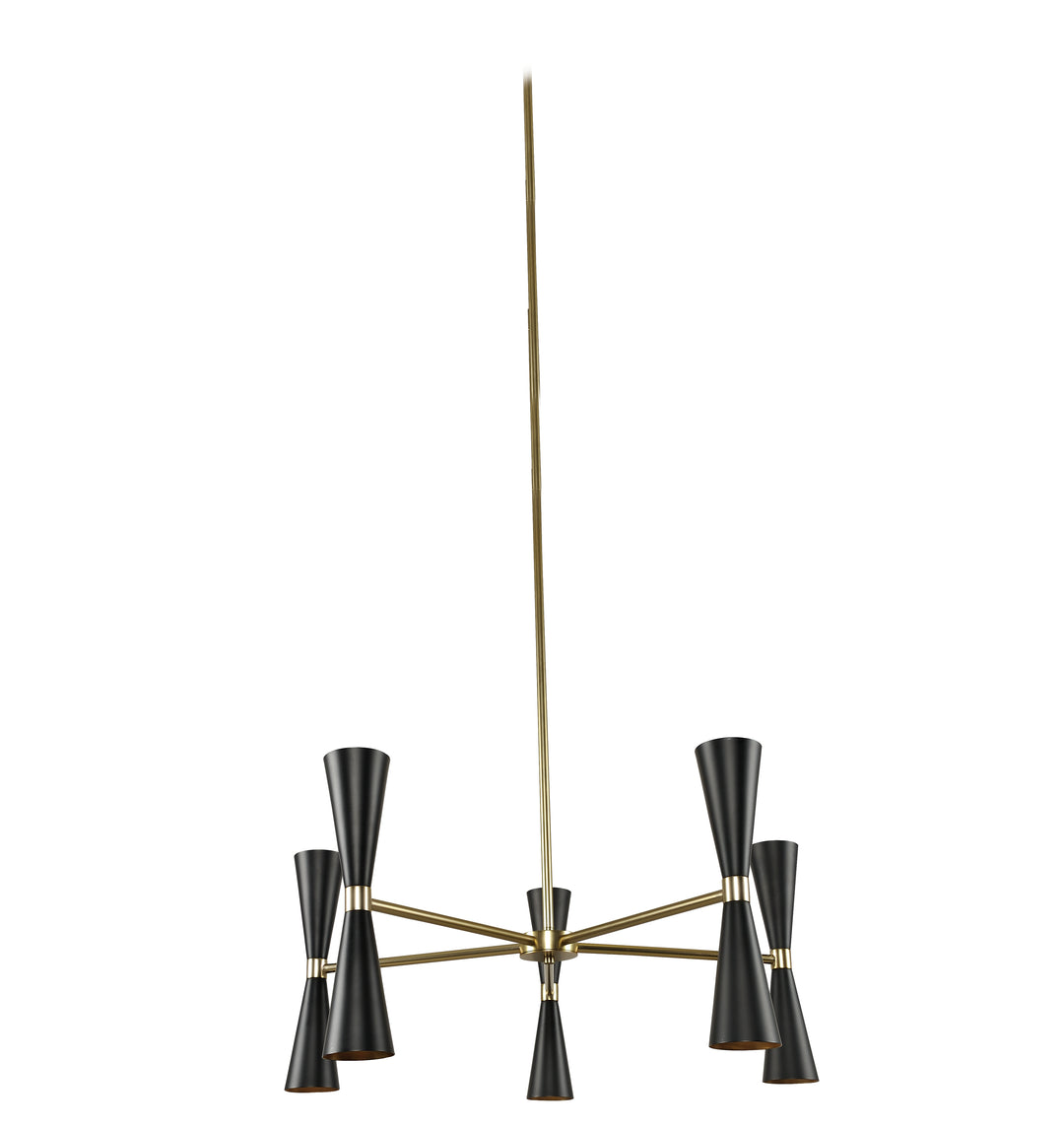 Kalco Milo 310470BVB Chandelier Light - Black and Vintage Brass