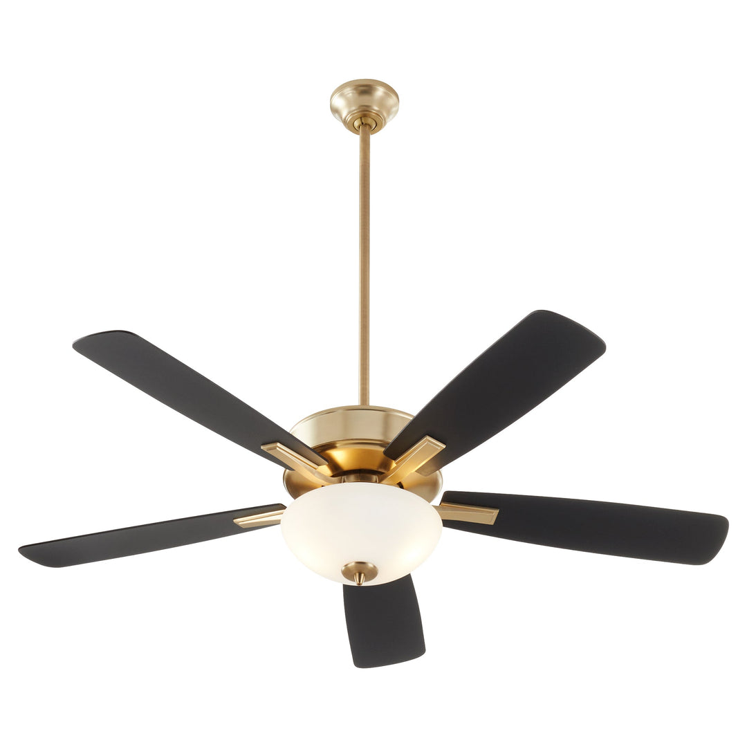 Quorum Ovation 4525-280 Ceiling Fan 52 in. - Aged Brass, Matte Black/Walnut