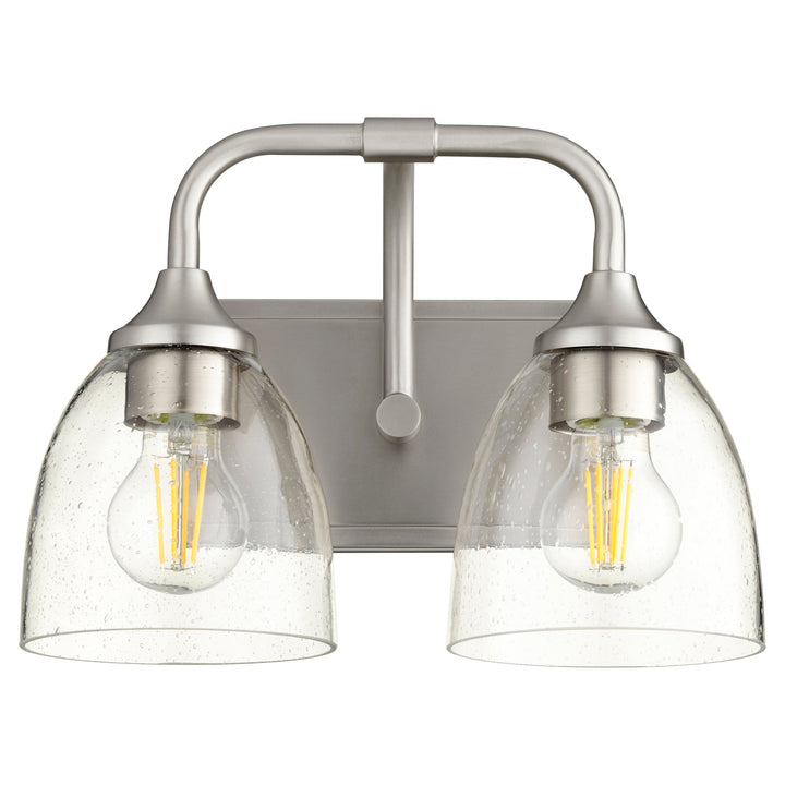 Quorum Enclave 5059-2-265 Bath Vanity Light 13 in. wide - Satin Nickel W/ Clear/Seeded