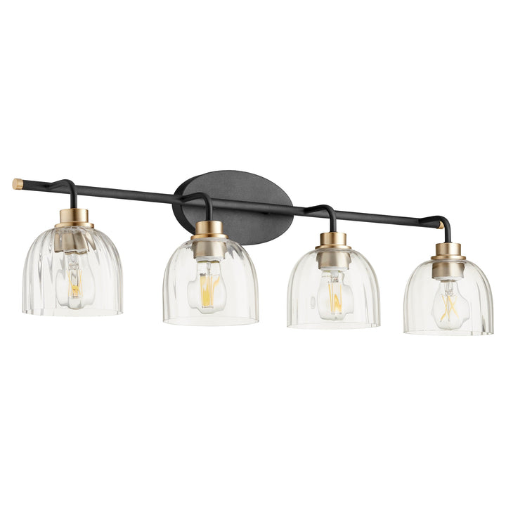 Quorum Espy 507-4-6980 Bath Vanity Light 33 in. wide - Textured Black W/ Aged Brass