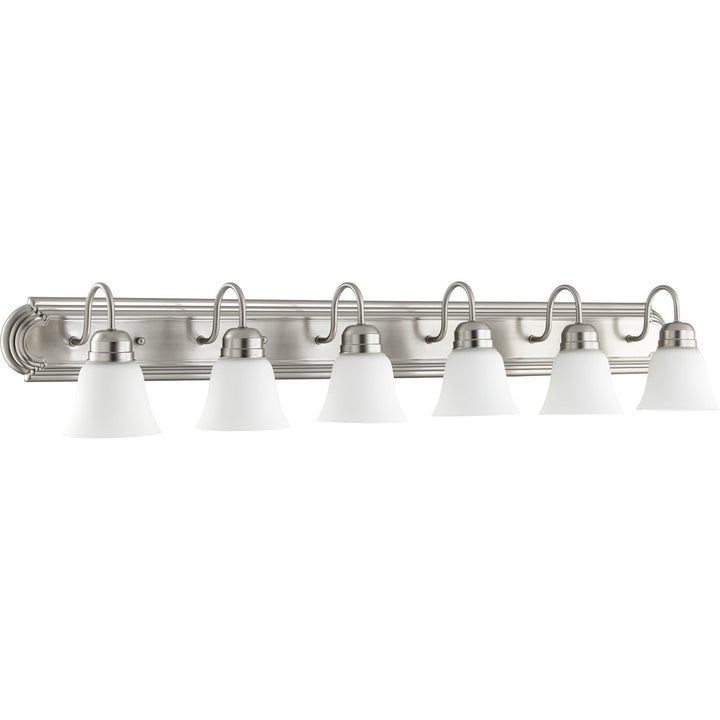 Quorum 5094 Vanities 5094-6-65 Bath Vanity Light 48 in. wide - Satin Nickel W/ Satin Opal