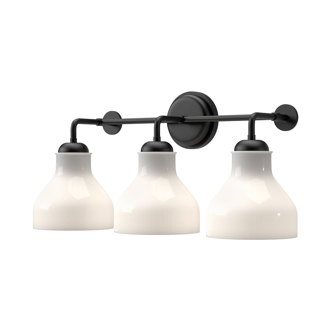 Alora Mood westlake VL540322MBGO Bath Vanity Light 17 in. wide - Glossy Opal Glass/Matte Black