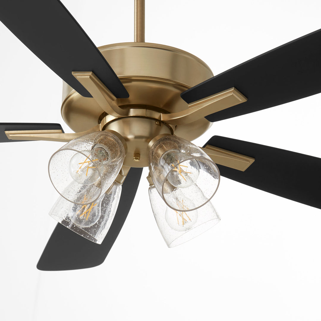 Quorum Ovation 4525-2480 Ceiling Fan 52 in. - Aged Brass, Matte Black/Walnut