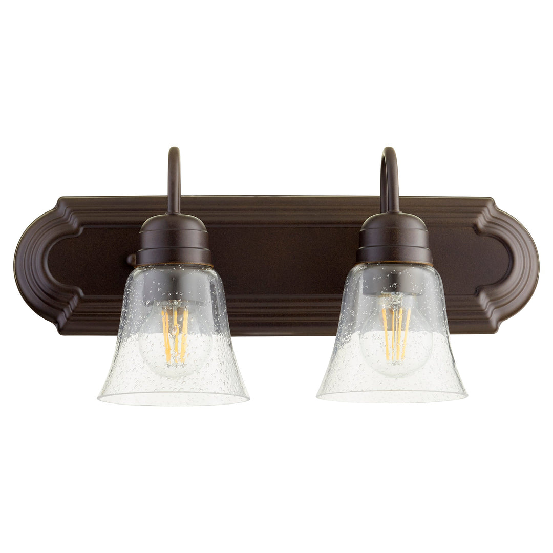 Quorum 5094 Vanities 5094-2-286 Bath Vanity Light 18 in. wide - Oiled Bronze W/ Clear/Seeded