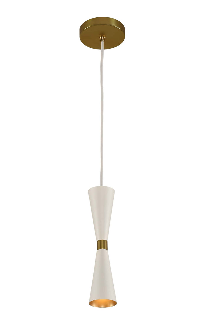 Kalco Milo 310410WVB Pendant Light - White and Vintage Brass