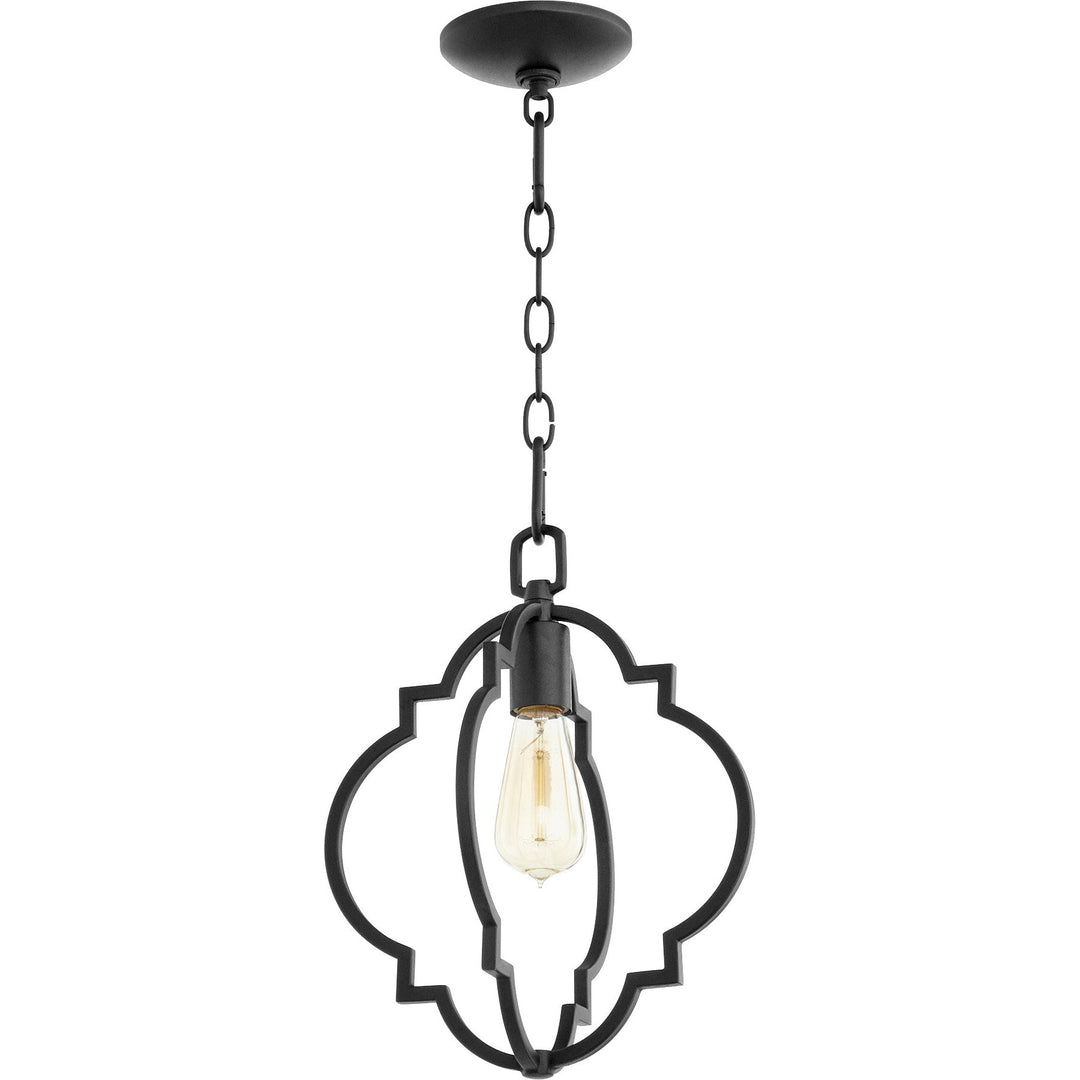 Quorum Dublin 3842-69 Pendant Light - Textured Black,  Matte Black/Weathered Oak/