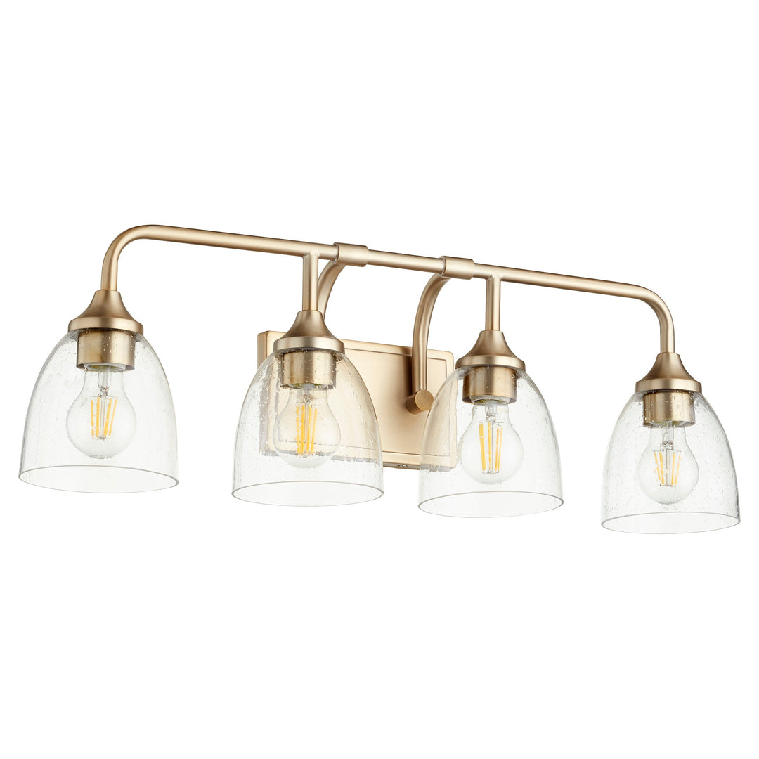 Quorum Enclave 5059-4-280 Bath Vanity Light 27 in. wide - Aged Brass W/ Clear/Seeded