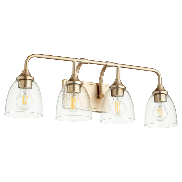 Quorum Enclave 5059-4-280 Bath Vanity Light 27 in. wide - Aged Brass W/ Clear/Seeded