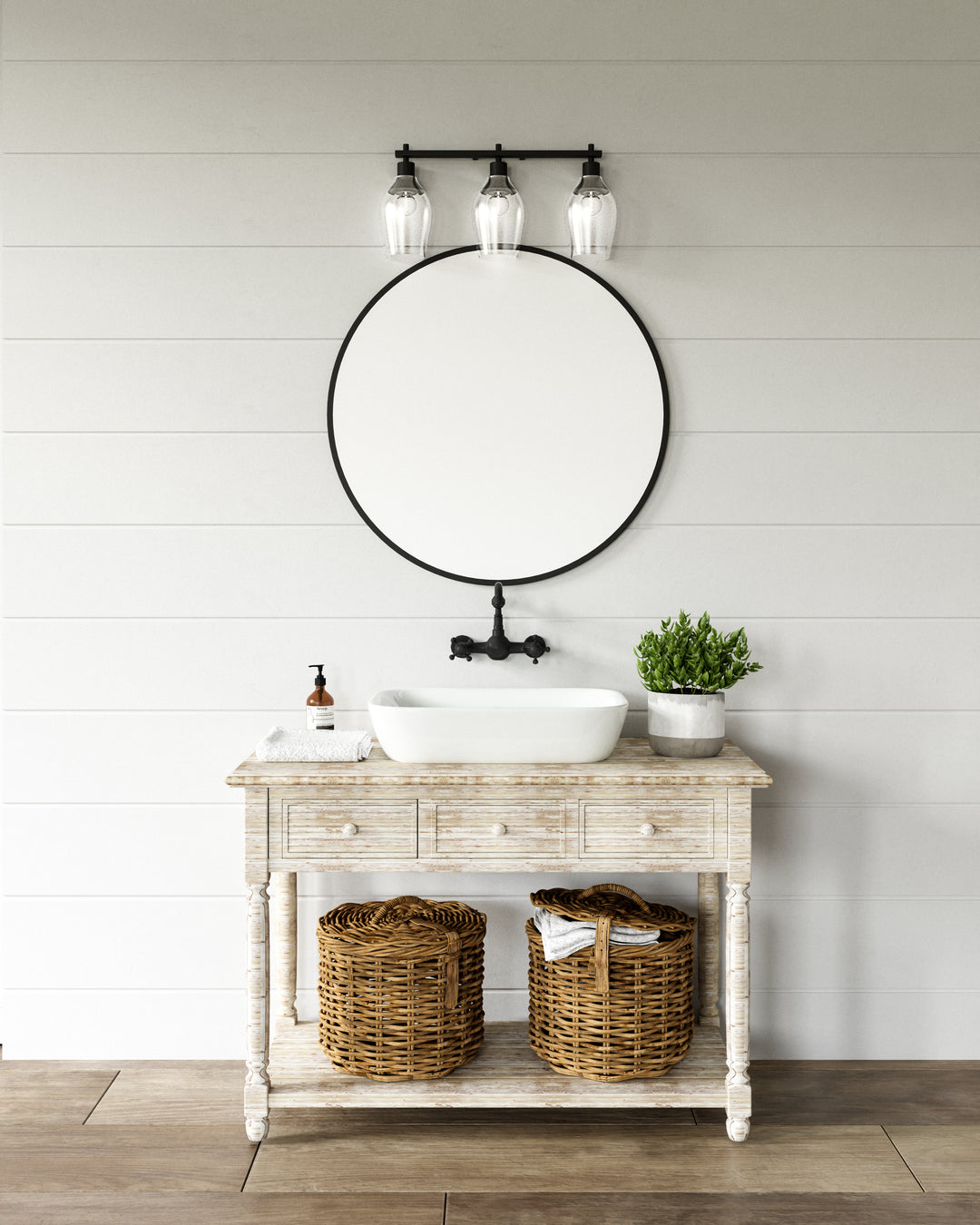 Alora Mood kingsley VL538322MBCL Bath Vanity Light 14 in. wide - Clear Glass/Matte Black