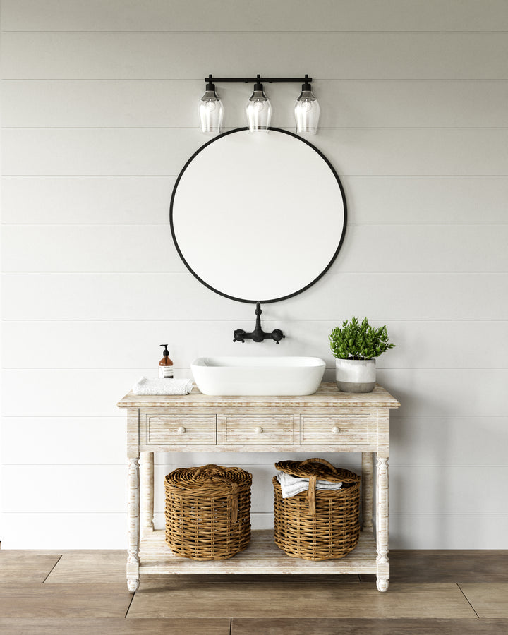 Alora Mood kingsley VL538322MBCL Bath Vanity Light 14 in. wide - Clear Glass/Matte Black