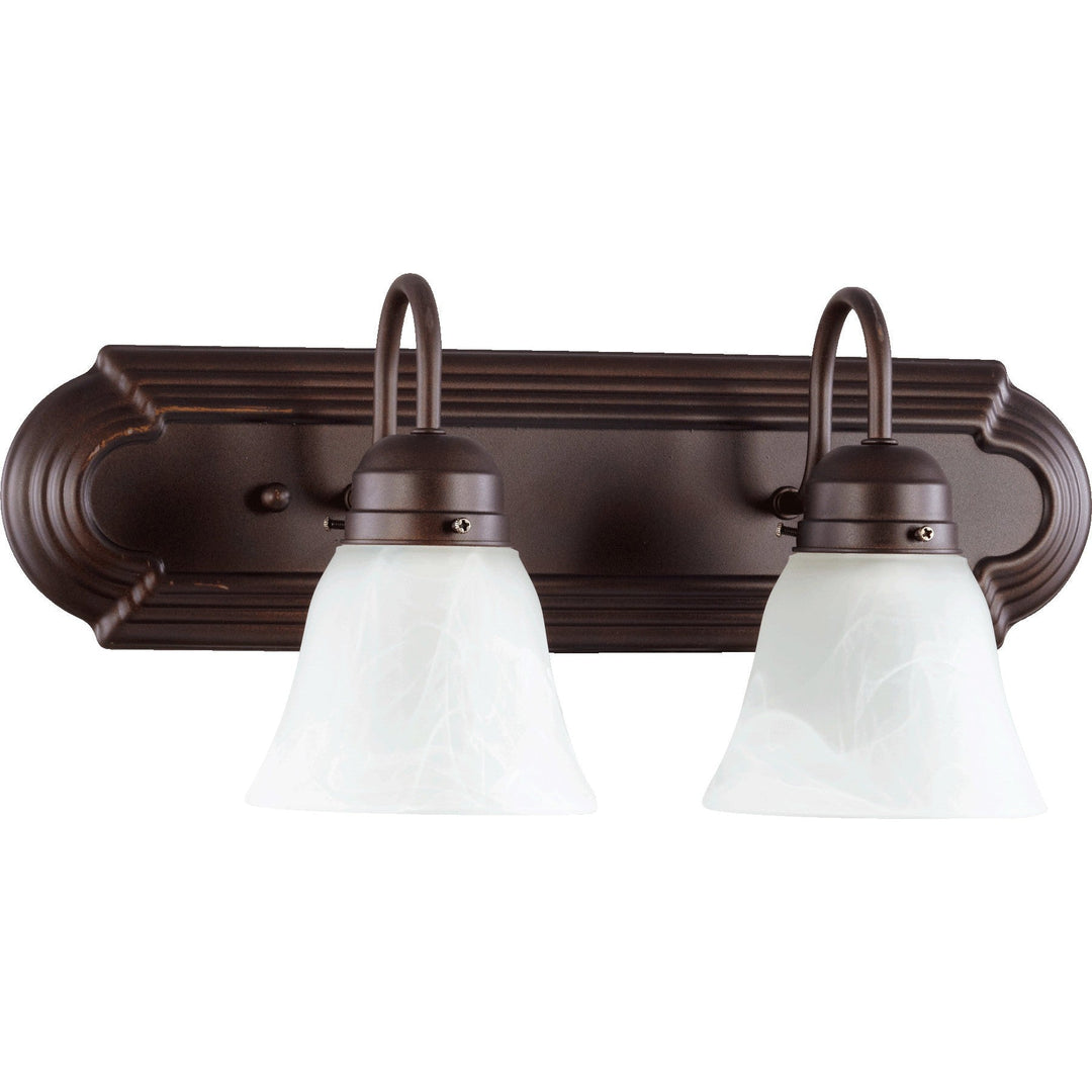 Quorum 5094 Vanities 5094-2-186 Bath Vanity Light 18 in. wide - Oiled Bronze W/ Faux Alabaster