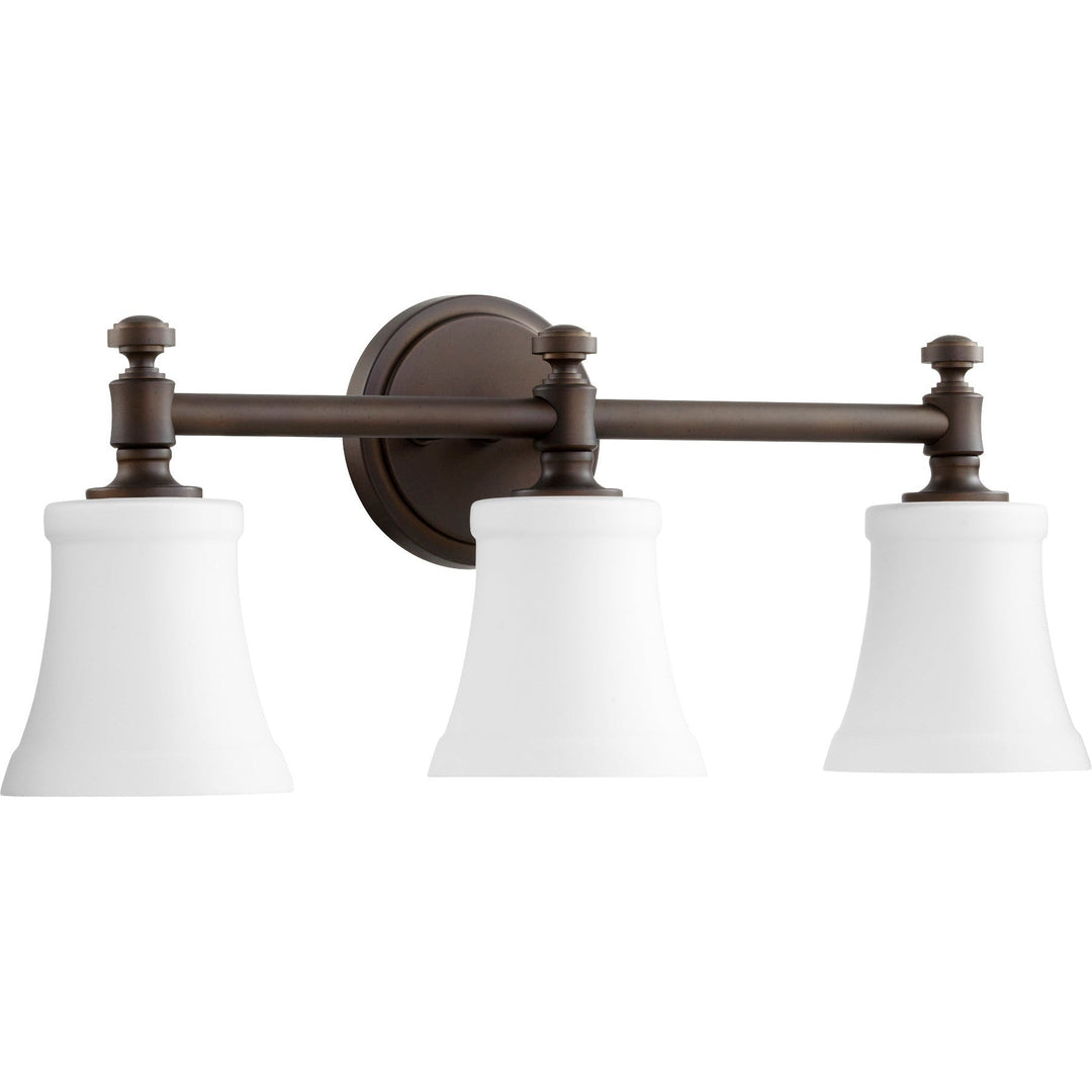 Quorum Rossington 5122-3-186 Bath Vanity Light 22 in. wide - Oiled Bronze W/ Satin Opal