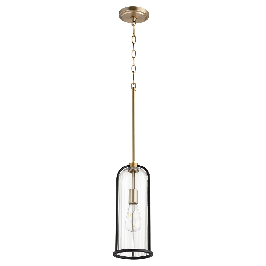 Quorum Espy 307-6980 Pendant Light - Textured Black W/ Aged Brass