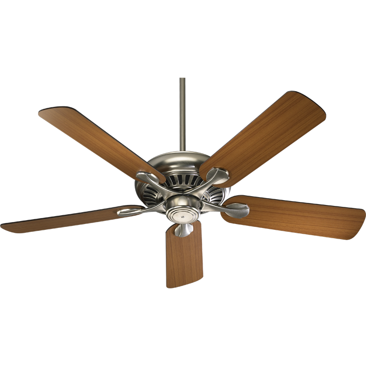 Quorum Pinnacle 91525-65 Ceiling Fan 52 in. - Satin Nickel, Satin Nickel/Walnut