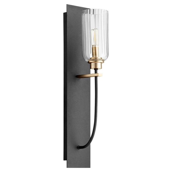 Quorum Espy 507-1-6980 Wall Sconce Light - Textured Black W/ Aged Brass