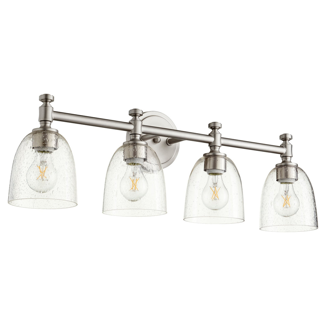 Quorum Rossington 5122-4-265 Bath Vanity Light 30 in. wide - Satin Nickel W/ Clear/Seeded