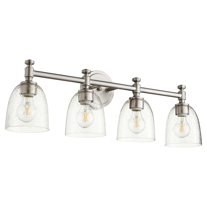 Quorum Rossington 5122-4-265 Bath Vanity Light 30 in. wide - Satin Nickel W/ Clear/Seeded