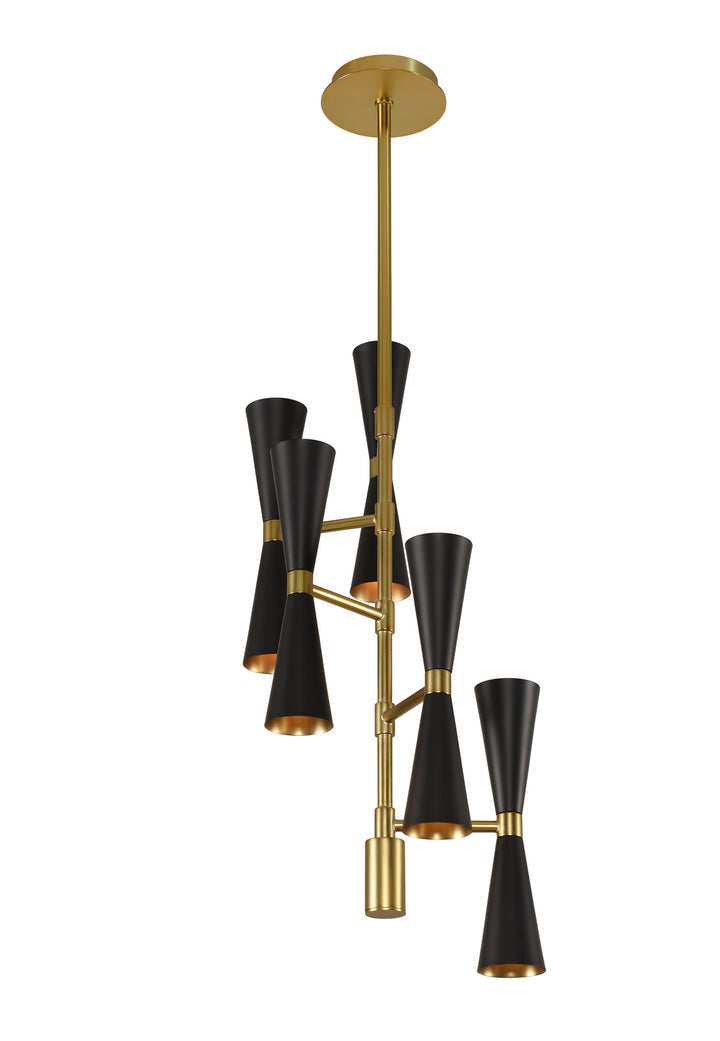 Kalco Milo 310472BVB Chandelier Light - Black and Vintage Brass