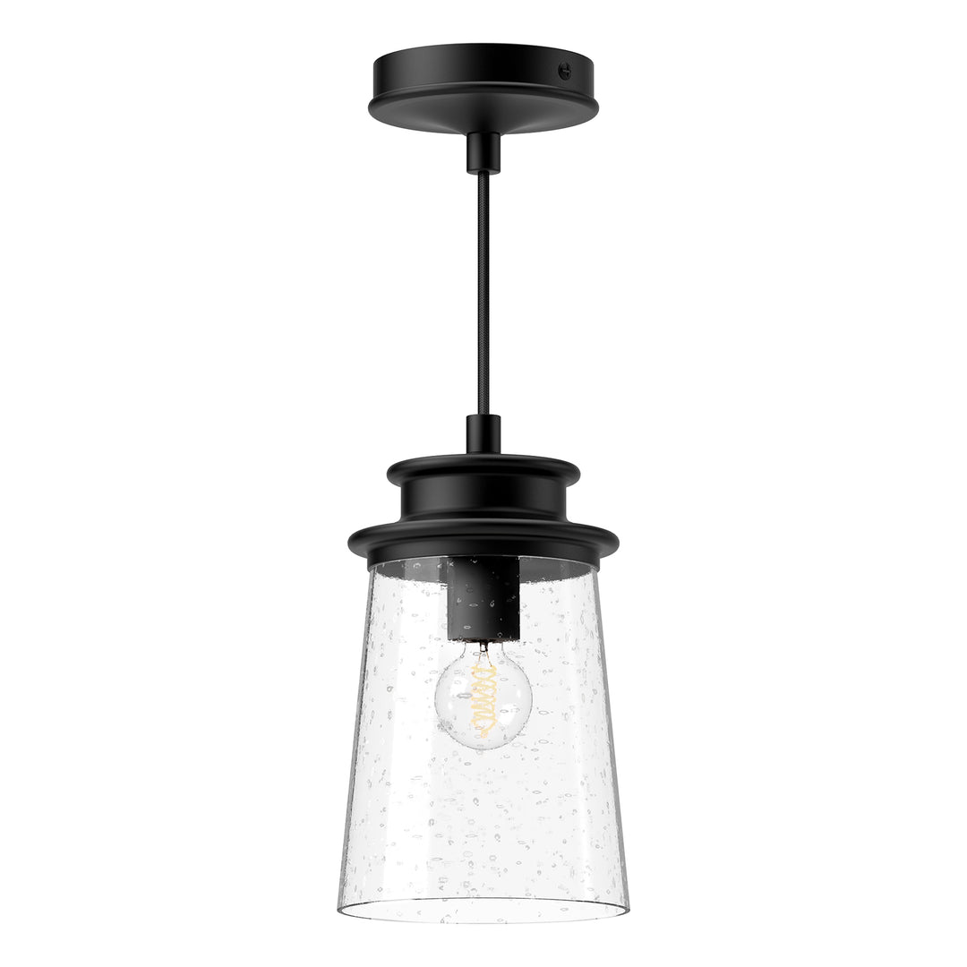 Alora Mood quincy EP533006BKCB Pendant Light - Clear Bubble Glass/Textured Black