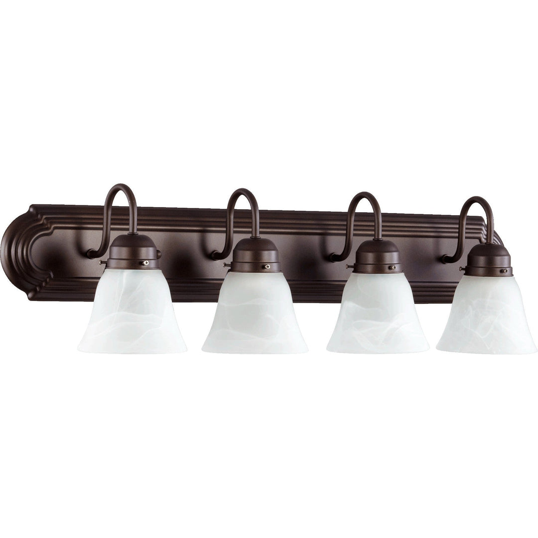 Quorum 5094 Vanities 5094-4-186 Bath Vanity Light 30 in. wide - Oiled Bronze W/ Faux Alabaster