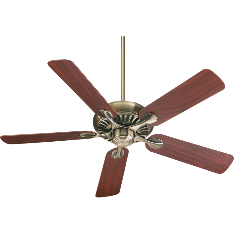 Quorum Pinnacle 91525-4 Ceiling Fan 52 in. - Antique Brass, Medium Oak/Rosewood