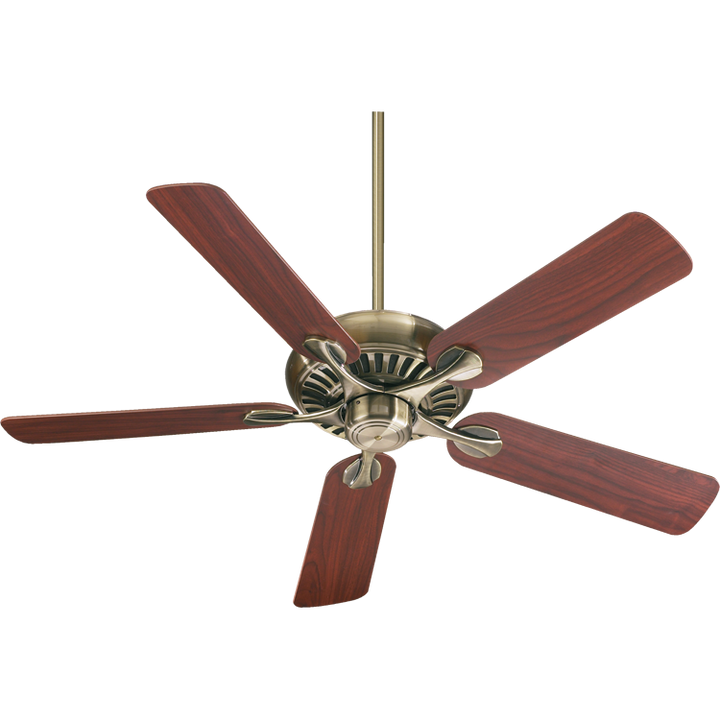 Quorum Pinnacle 91525-4 Ceiling Fan 52 in. - Antique Brass, Medium Oak/Rosewood