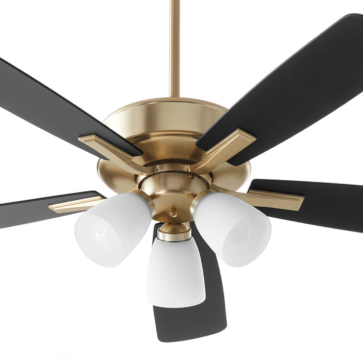 Quorum Ovation 4525-380 Ceiling Fan 52 in. - Aged Brass, Matte Black/Walnut