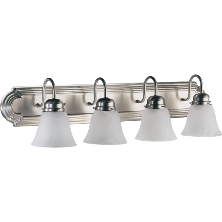 Quorum 5094 Vanities 5094-4-165 Bath Vanity Light 30 in. wide - Satin Nickel, Studio White/Studio White/