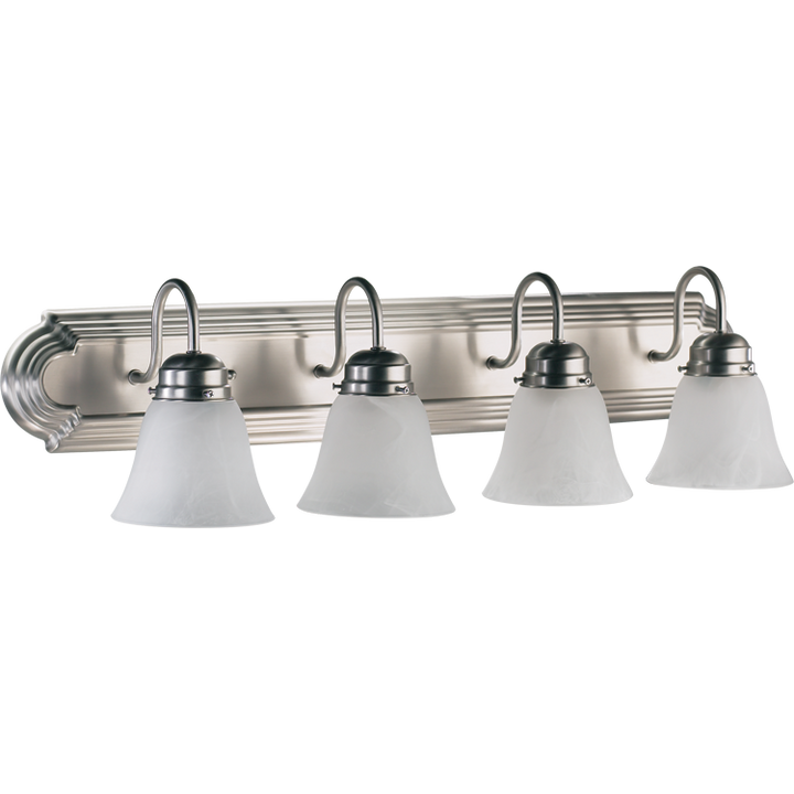 Quorum 5094 Vanities 5094-4-165 Bath Vanity Light 30 in. wide - Satin Nickel, Studio White/Studio White/