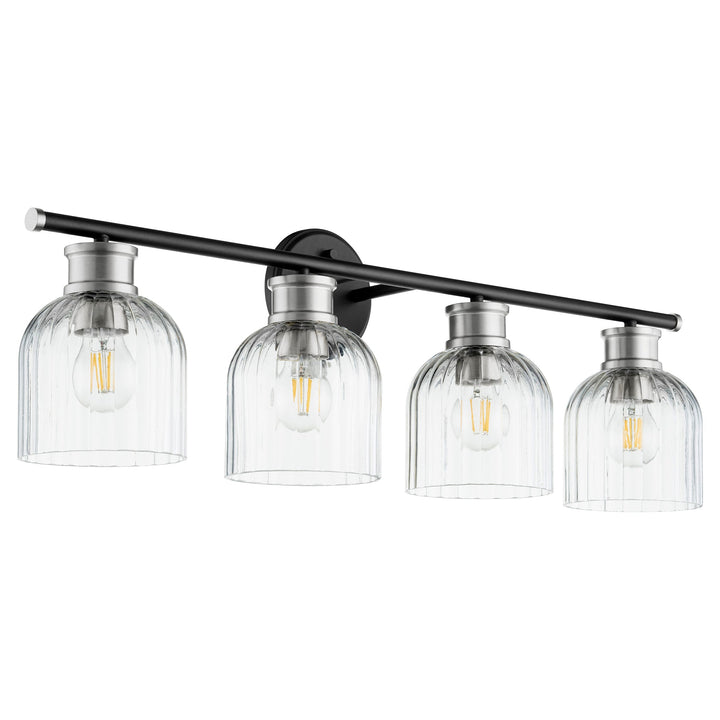 Quorum Monarch 510-4-6965 Bath Vanity Light 32 in. wide - Textured Black W/ Satin Nickel