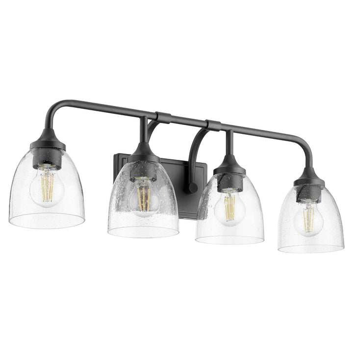 Quorum Enclave 5059-4-259 Bath Vanity Light 27 in. wide - Matte Black W/ Clear/Seeded