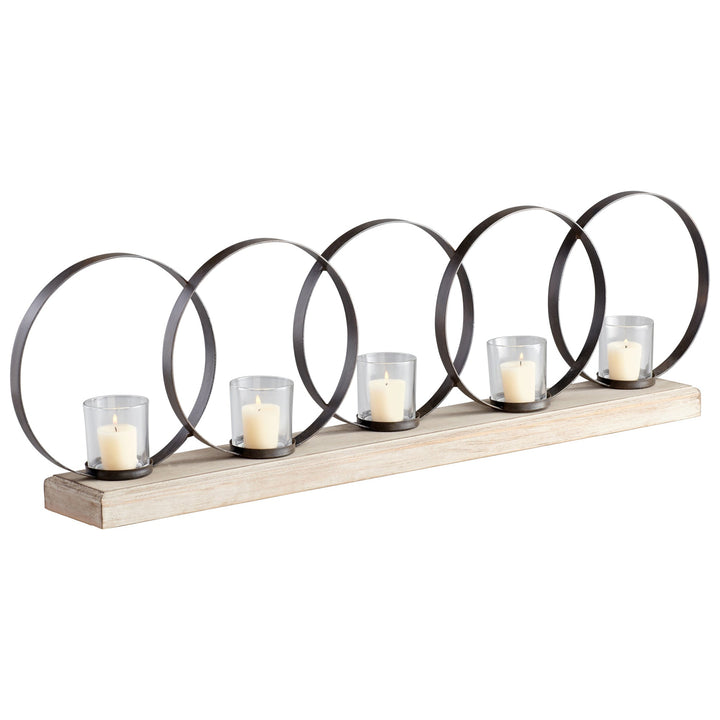 Cyan 05085 Candle Holders - Raw Iron And Natural Wood
