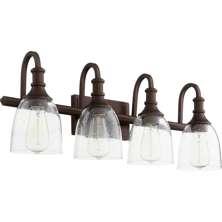 Quorum Richmond 5011-4-186 Bath Vanity Light 28 in. wide - Oiled Bronze W/ Clear/Seeded