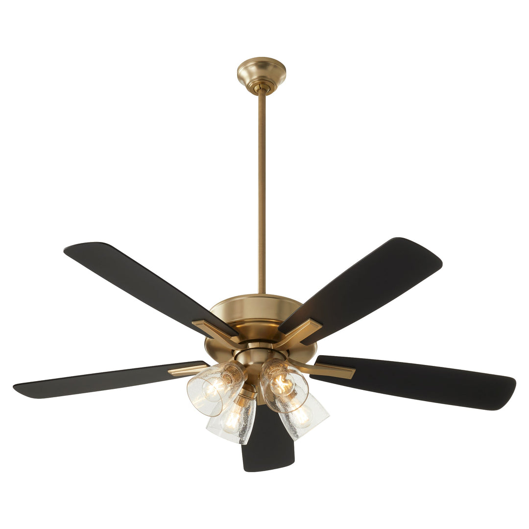 Quorum Ovation 4525-2480 Ceiling Fan 52 in. - Aged Brass, Matte Black/Walnut