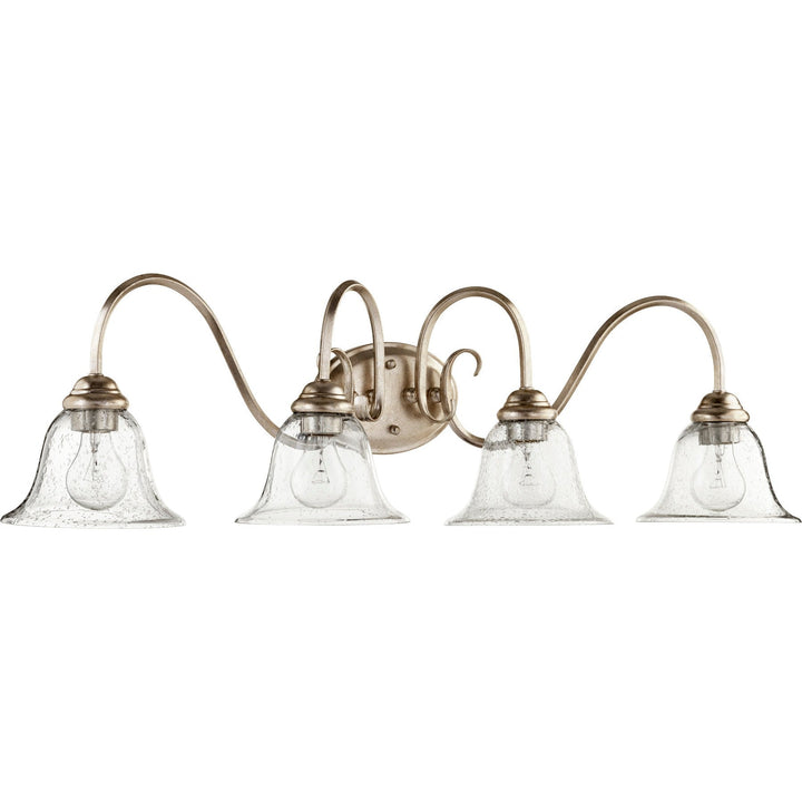 Quorum Spencer 5110-4-60 Bath Vanity Light 34 in. wide - Aged Silver Leaf W/ Clear/Seeded