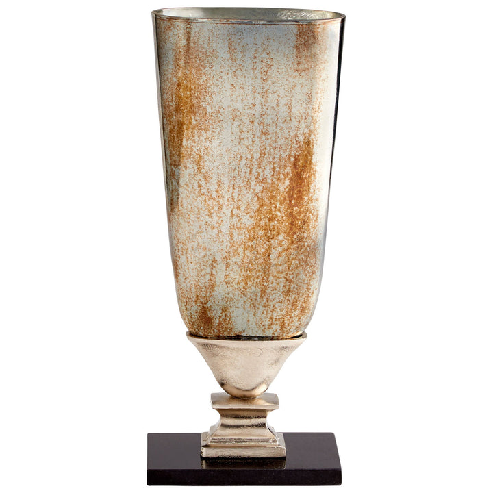 Cyan 09766 Vases & Planters - Nickel  And Verdi Platinum Glass