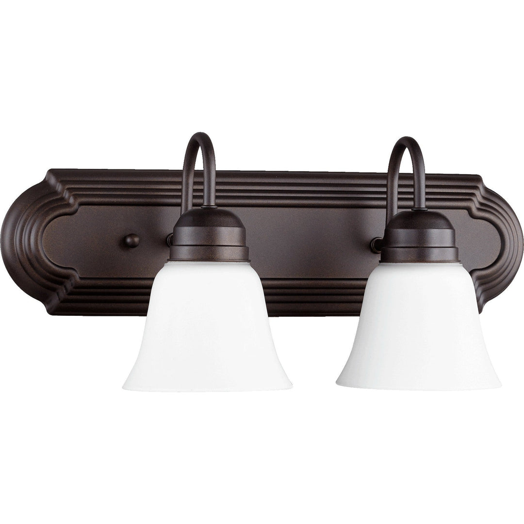Quorum 5094 Vanities 5094-2-86 Bath Vanity Light 18 in. wide - Oiled Bronze W/ Satin Opal