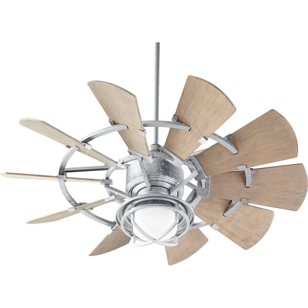 Quorum Windmill 194410-9 Ceiling Fan - Galvanized, Weathered Oak