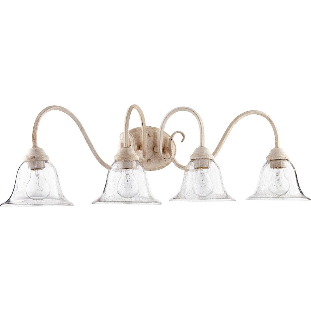 Quorum Spencer 5110-4-170 Bath Vanity Light 34 in. wide - Persian White W/ Clear/Seeded